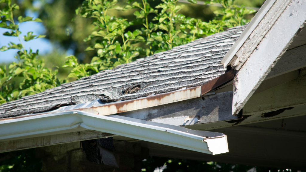 Gutter damaged and falling from a home